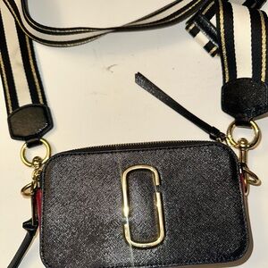 Marc Jacobs Black Crossbody Bag with Gold Accents